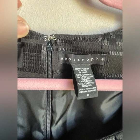 Apostrophe Black cap sleeve belted dress women’s size 6. - Picture 2 of 13